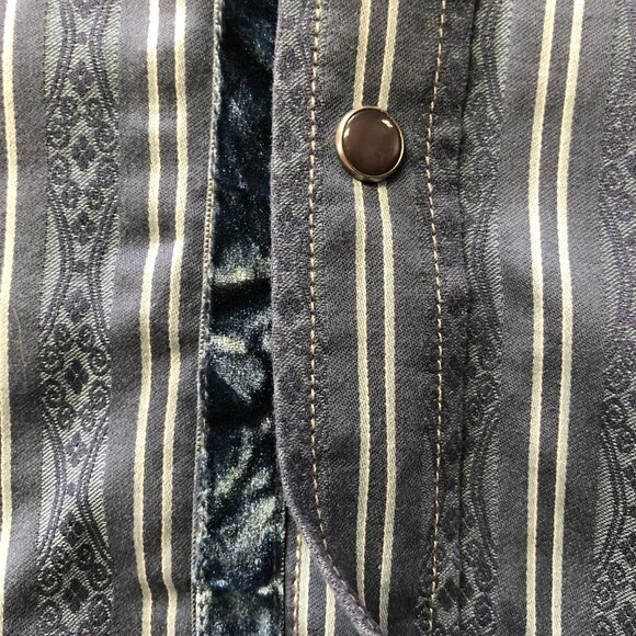 AGE Of Wisdom Blue Stripe Pearl Snap Button Down Shirt Size XL - Picture 5 of 9